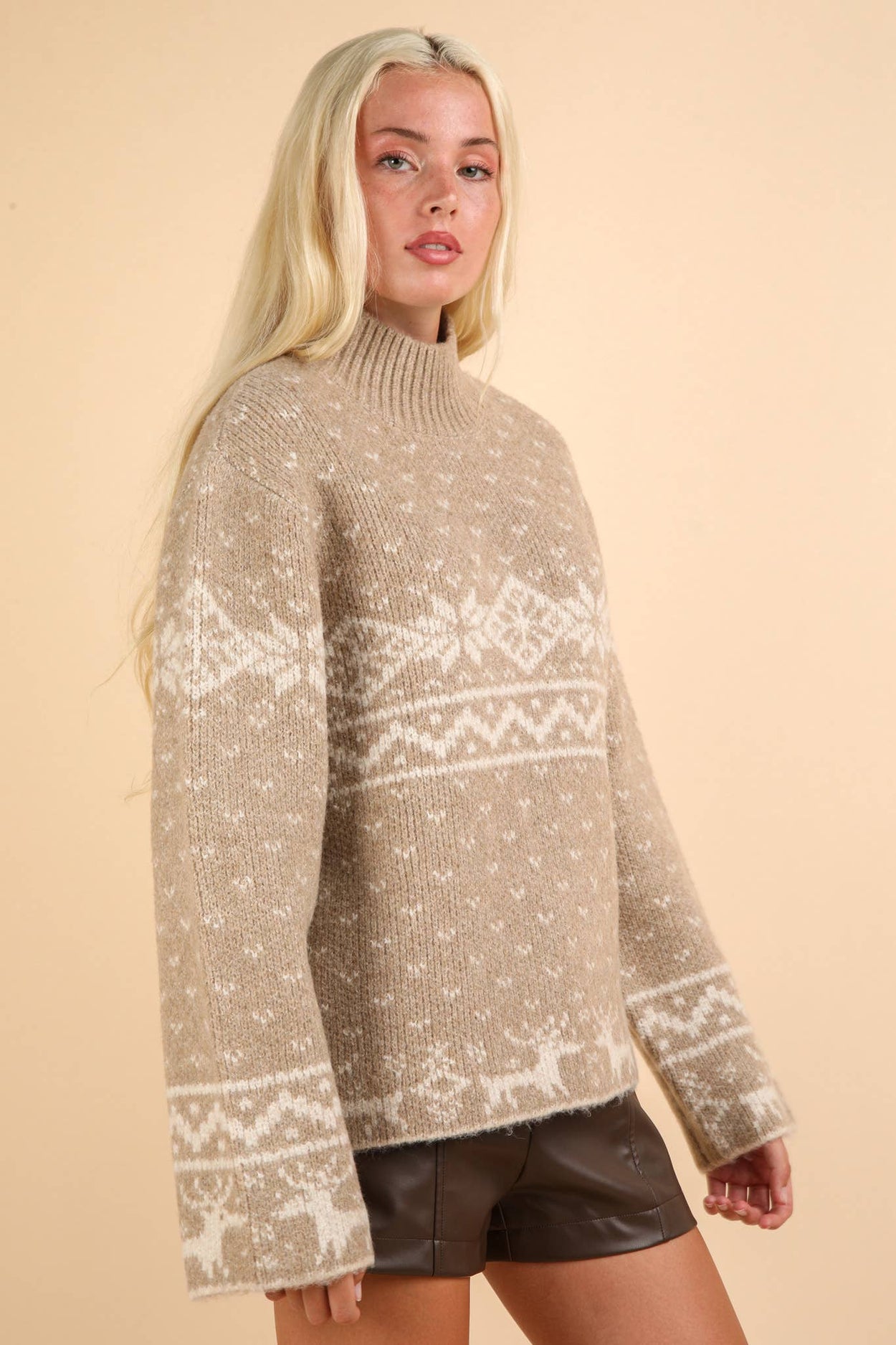 Beige Nordic Holiday Sweater