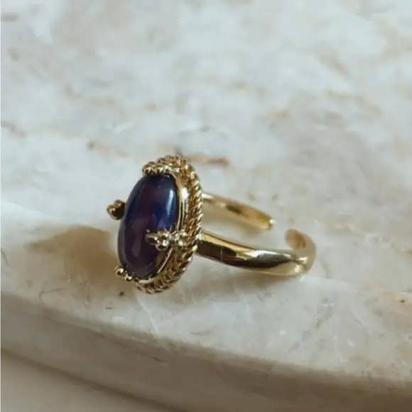 Purple Oval Stone Ring