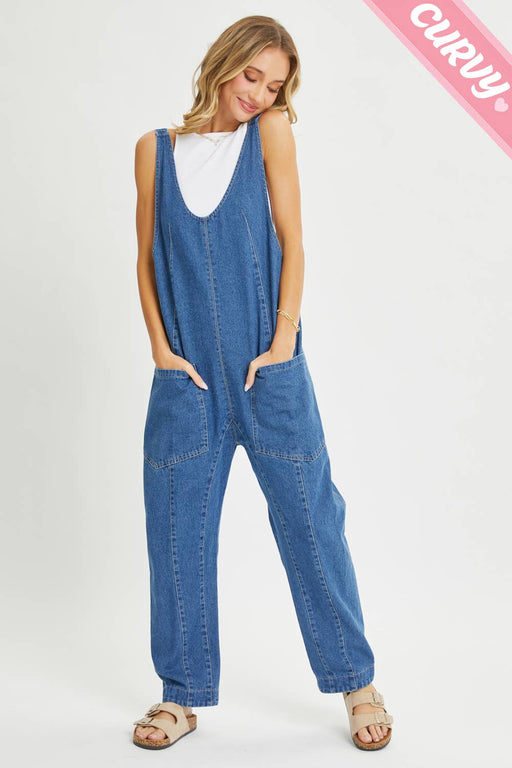 Plus Denim Overall Jumpsuit