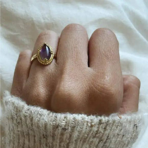 Purple Oval Stone Ring