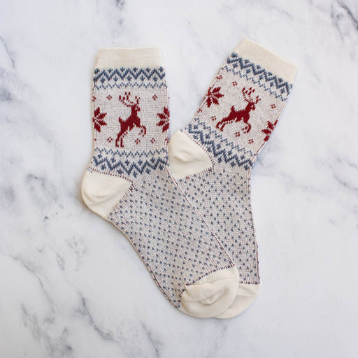 Ivory Women's Christmas Deer Socks