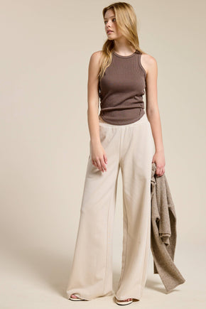 Beige Wide Leg Sweatpants