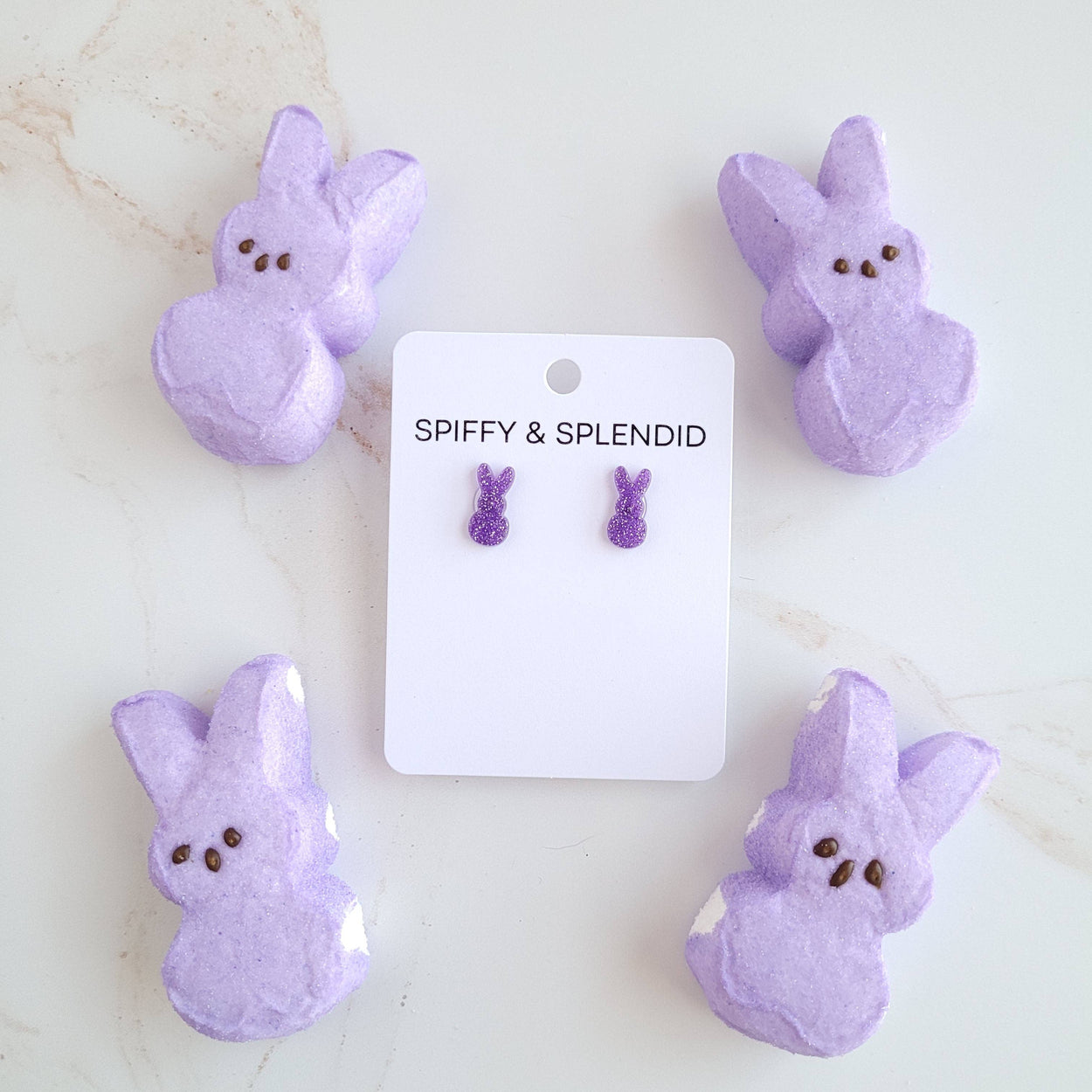 Purple Glitter Bunny Studs