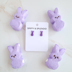 Purple Glitter Bunny Studs