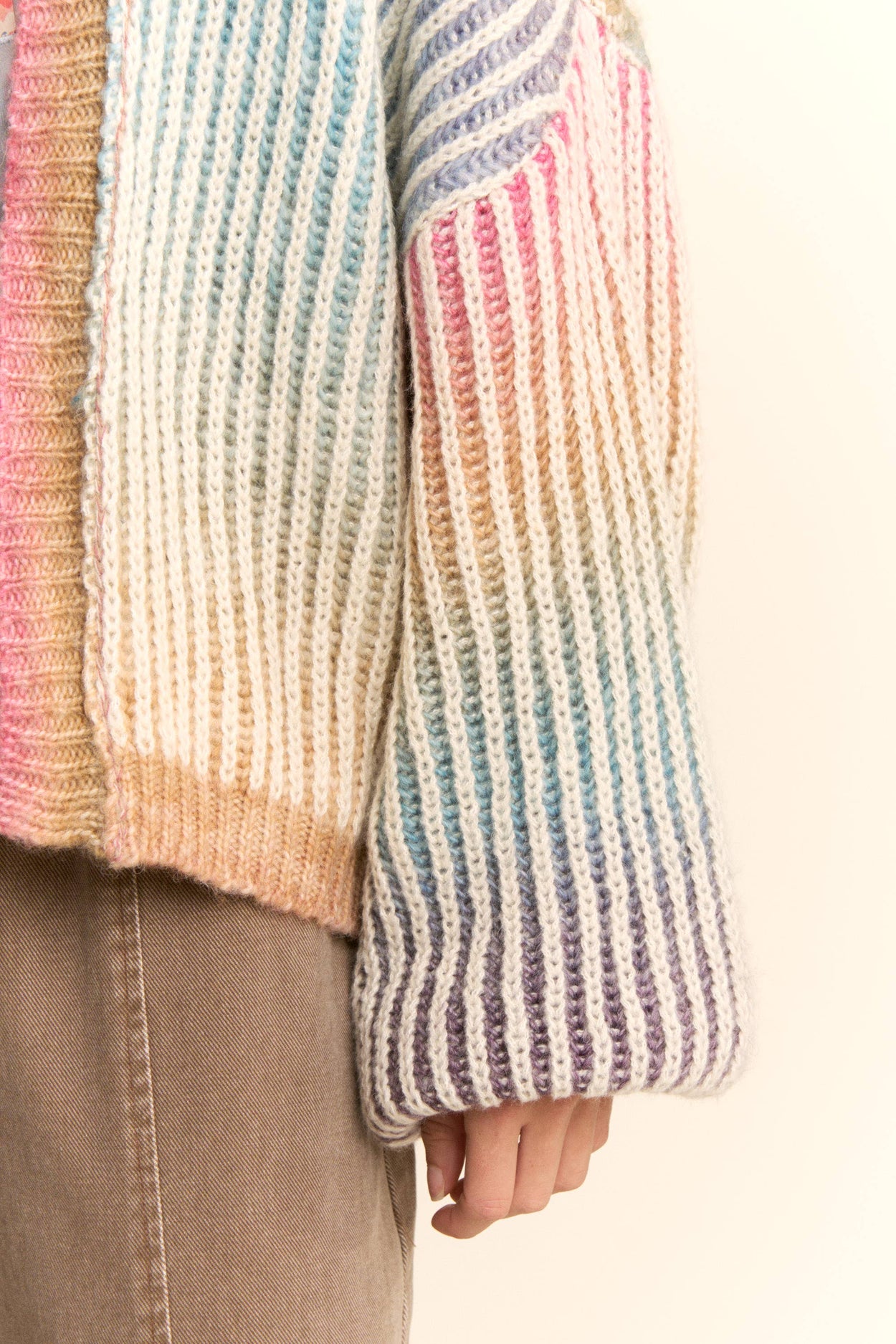 Plus Rainbow Stripe Open Cardigan