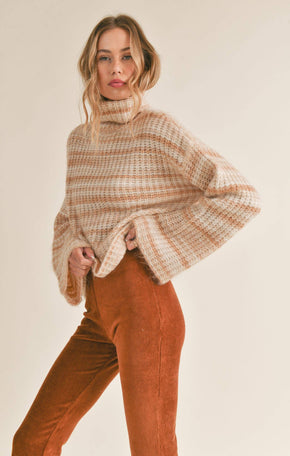 Cream Multi Turtleneck Sweater