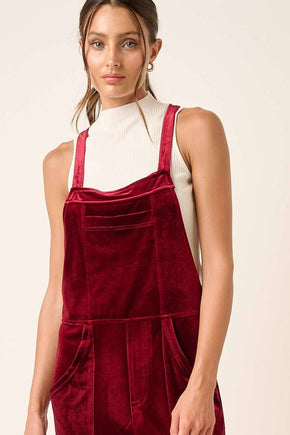 Wine Velvet Overalls