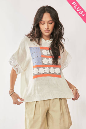 Plus American Flag Short Sleeve Top