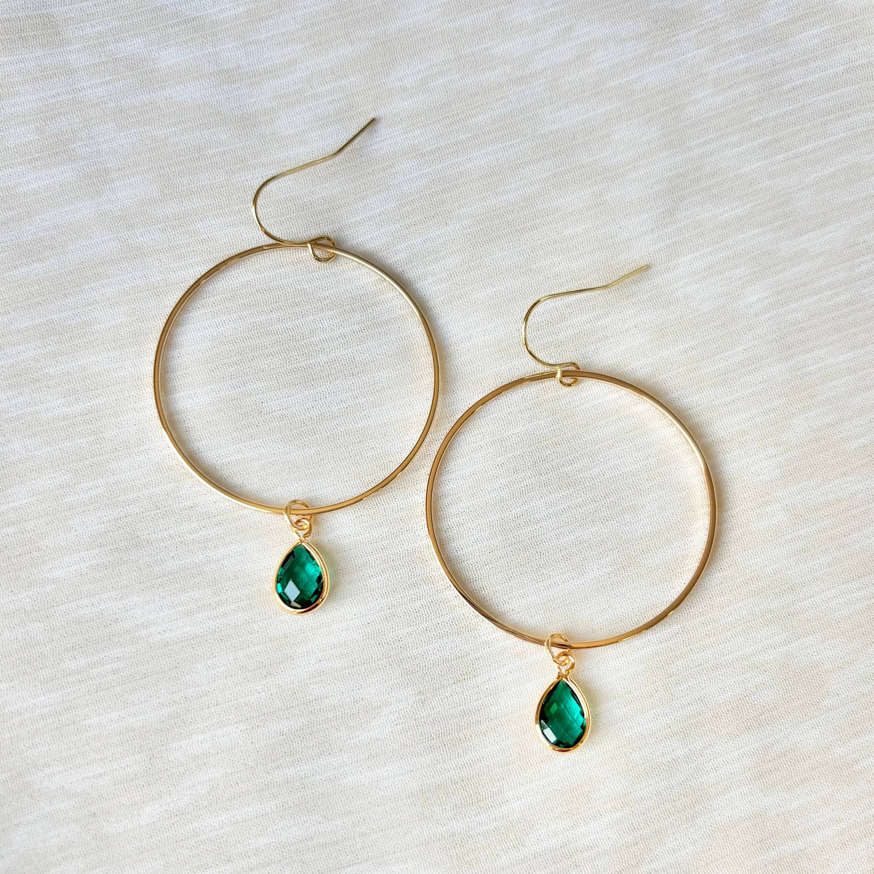 Teal Emerald On My Way! Gem Hoop