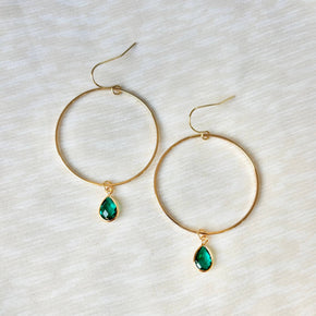 Teal Emerald On My Way! Gem Hoop
