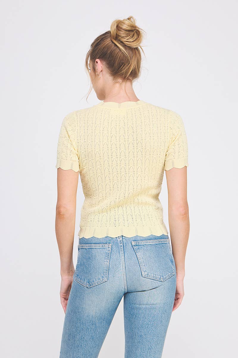 Butter Yellow Pointelle Knit Top