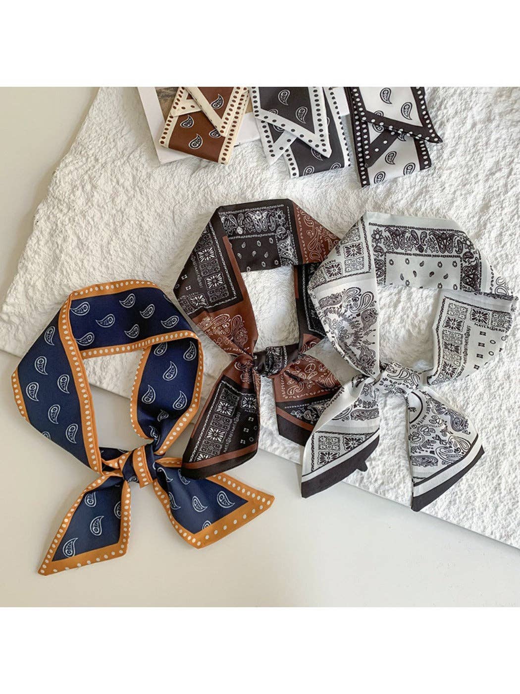 Brown French Elegance Vintage Paisley Slim Scarf