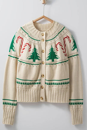 Holiday Candy Cane Knit Cardigan