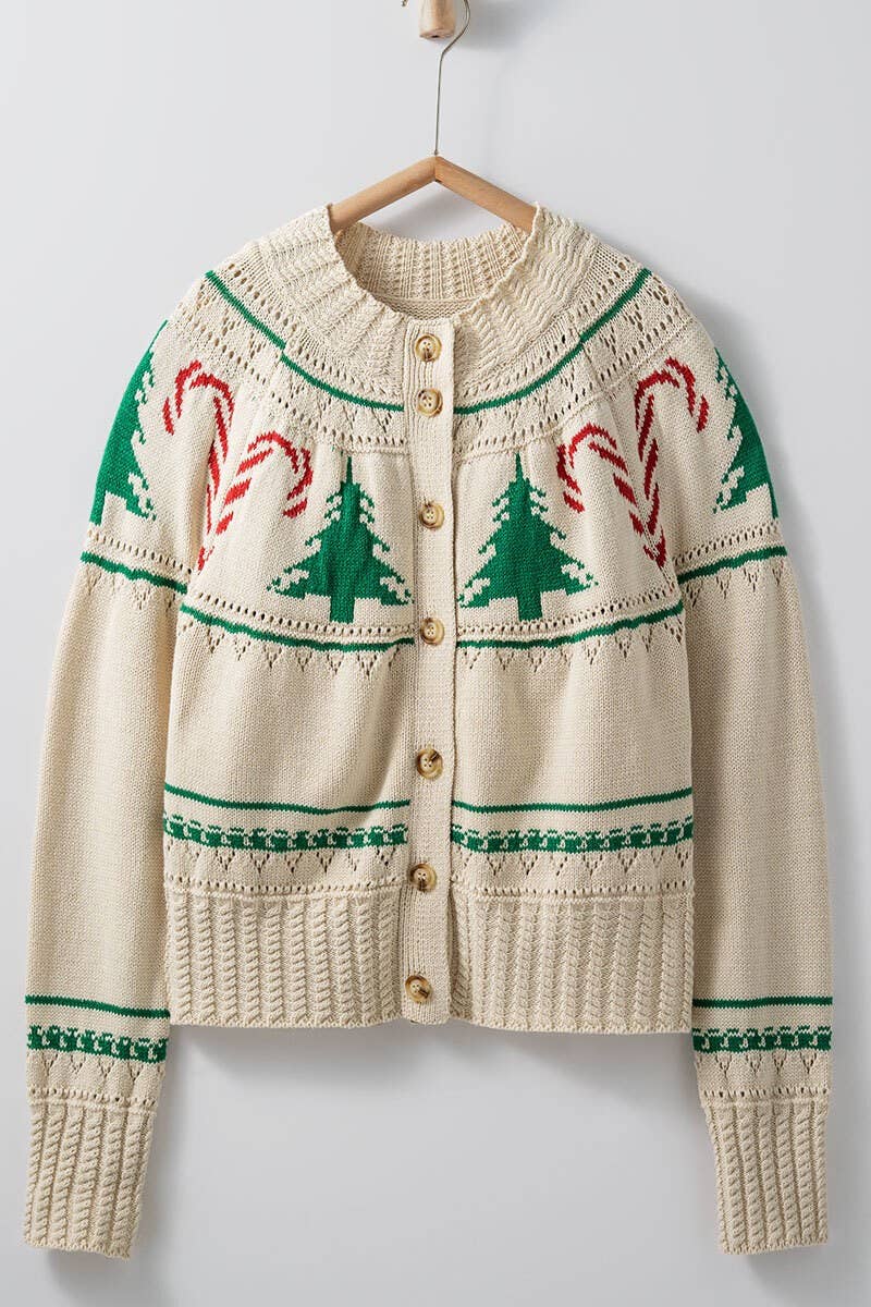 Holiday Candy Cane Knit Cardigan
