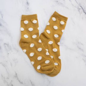 Dark Green Women's Polka Dots Puff Casual Socks
