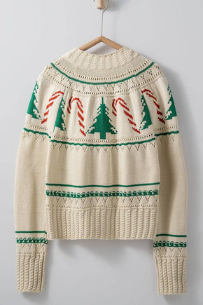Holiday Candy Cane Knit Cardigan