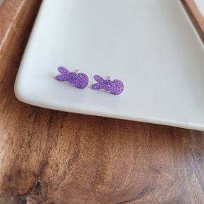 Purple Glitter Bunny Studs