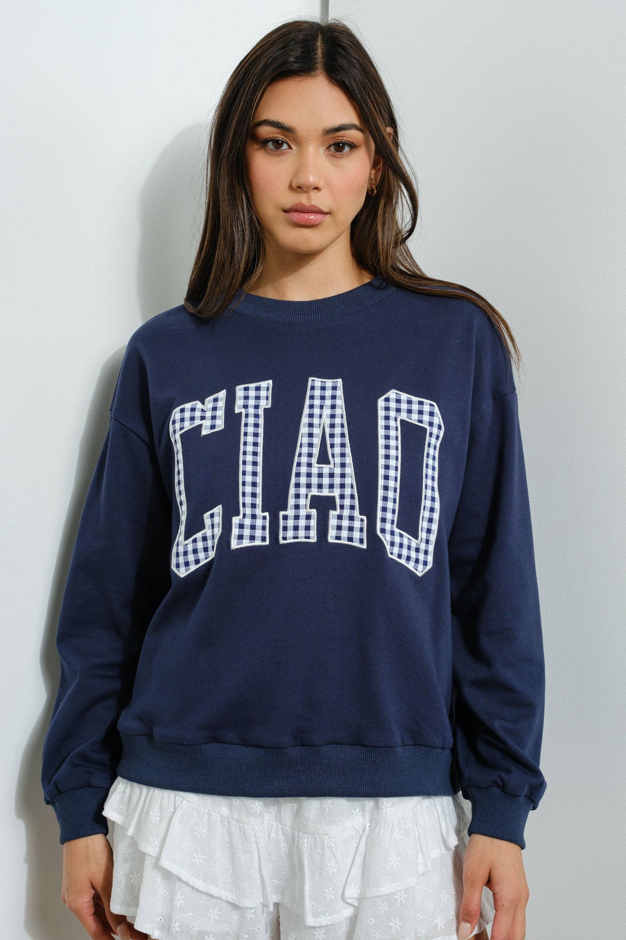 Navy Plaid Ciao Sweatshirt