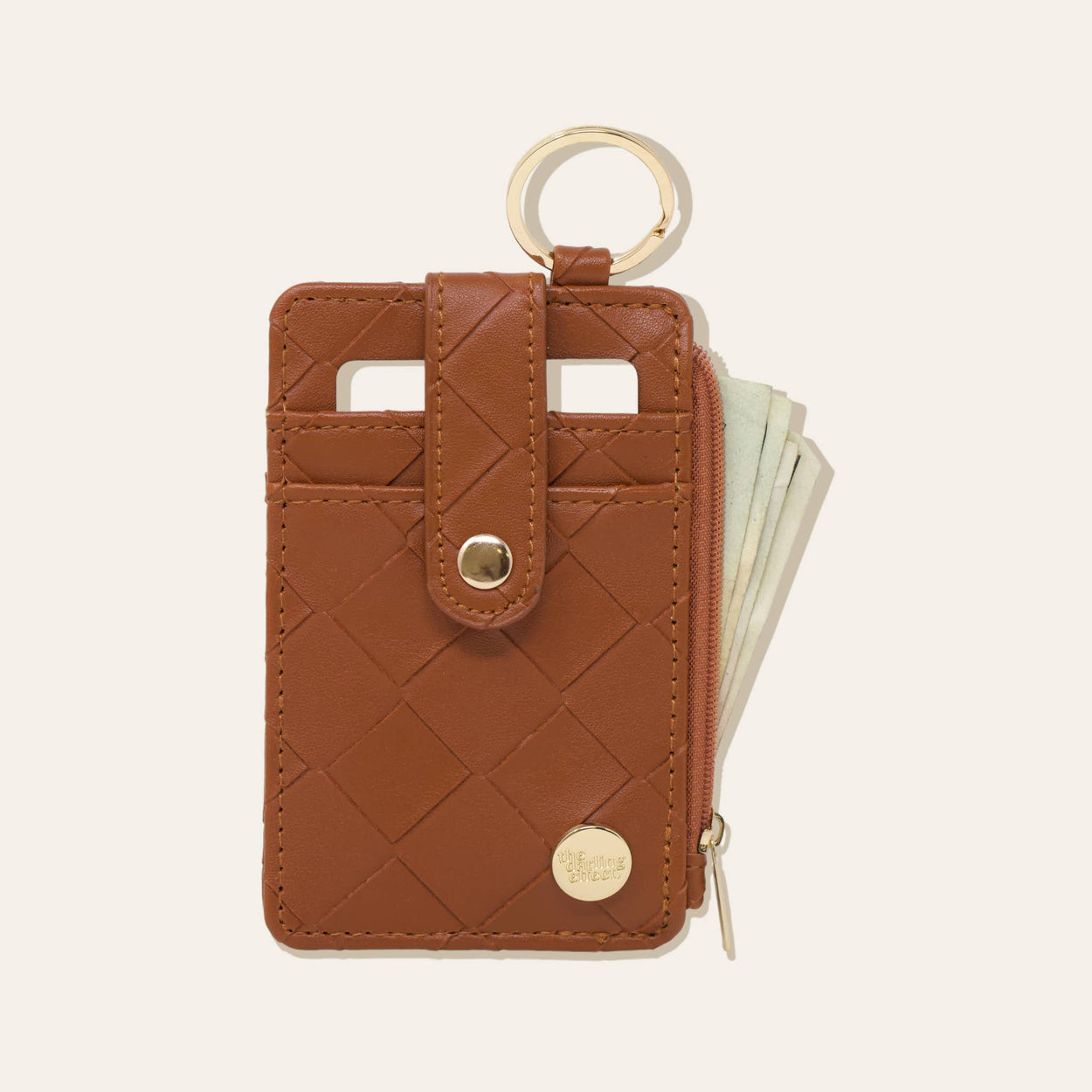 Woven Cognac Keychain Wallet