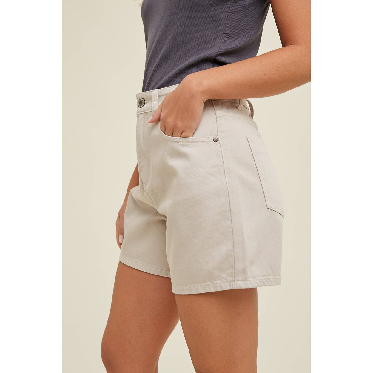 Stone Classic Denim Mom Shorts