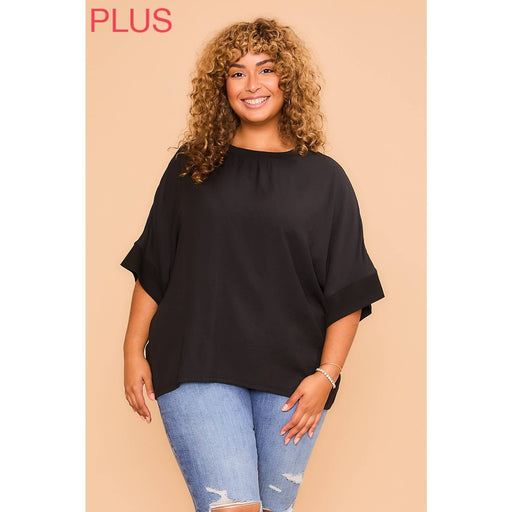 Plus Black Dolman Sleeve Top