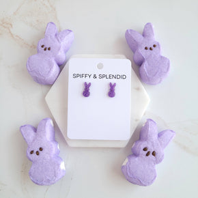 Purple Glitter Bunny Studs