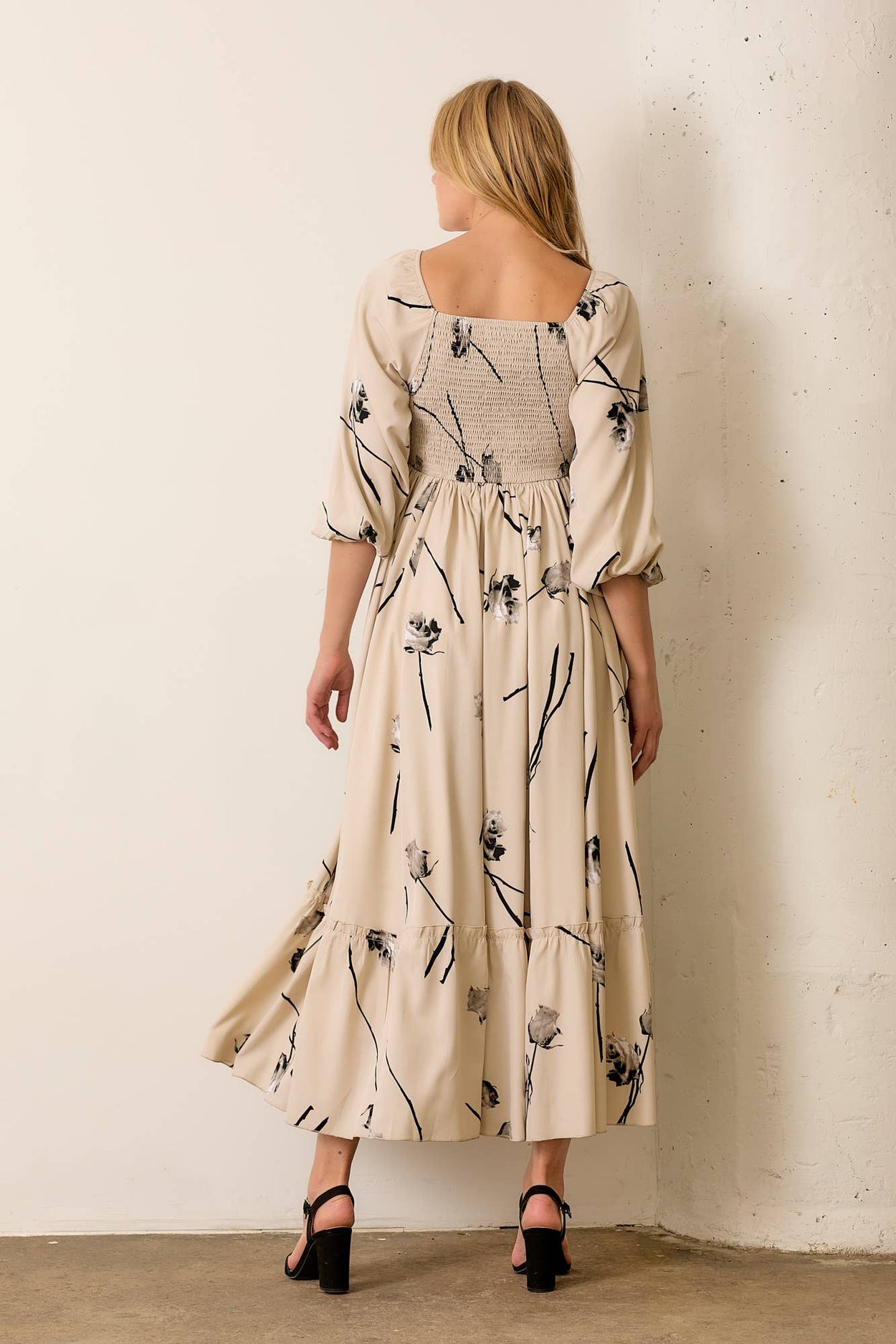 Plus Beige Floral Maxi Dress