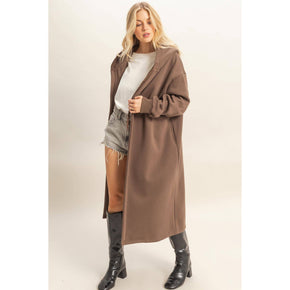 Grey Fleece French Terry Hood Coat