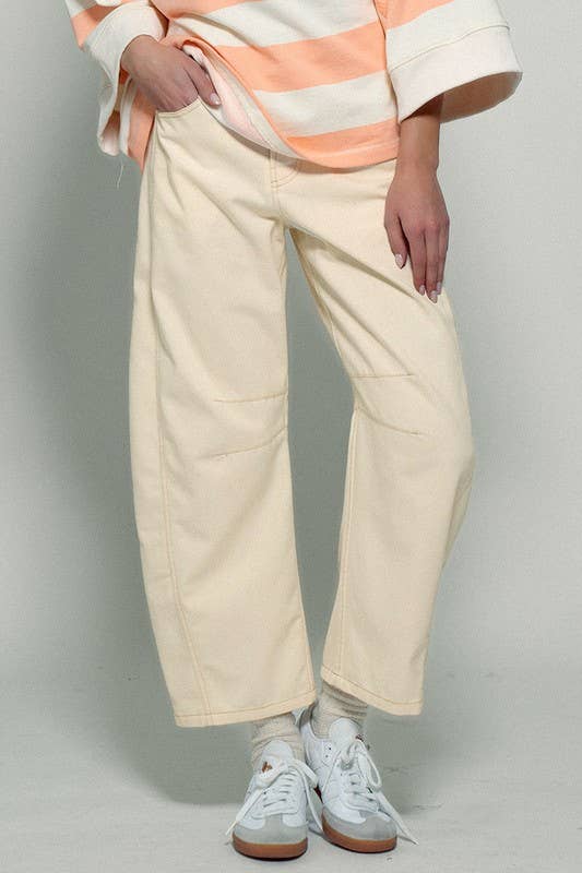 Cream Barrel Jeans
