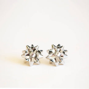 Silver Holiday Bow Earrings
