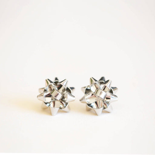 Silver Holiday Bow Earrings