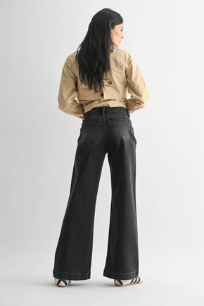 Black Patch Pocket Wide Leg Jean