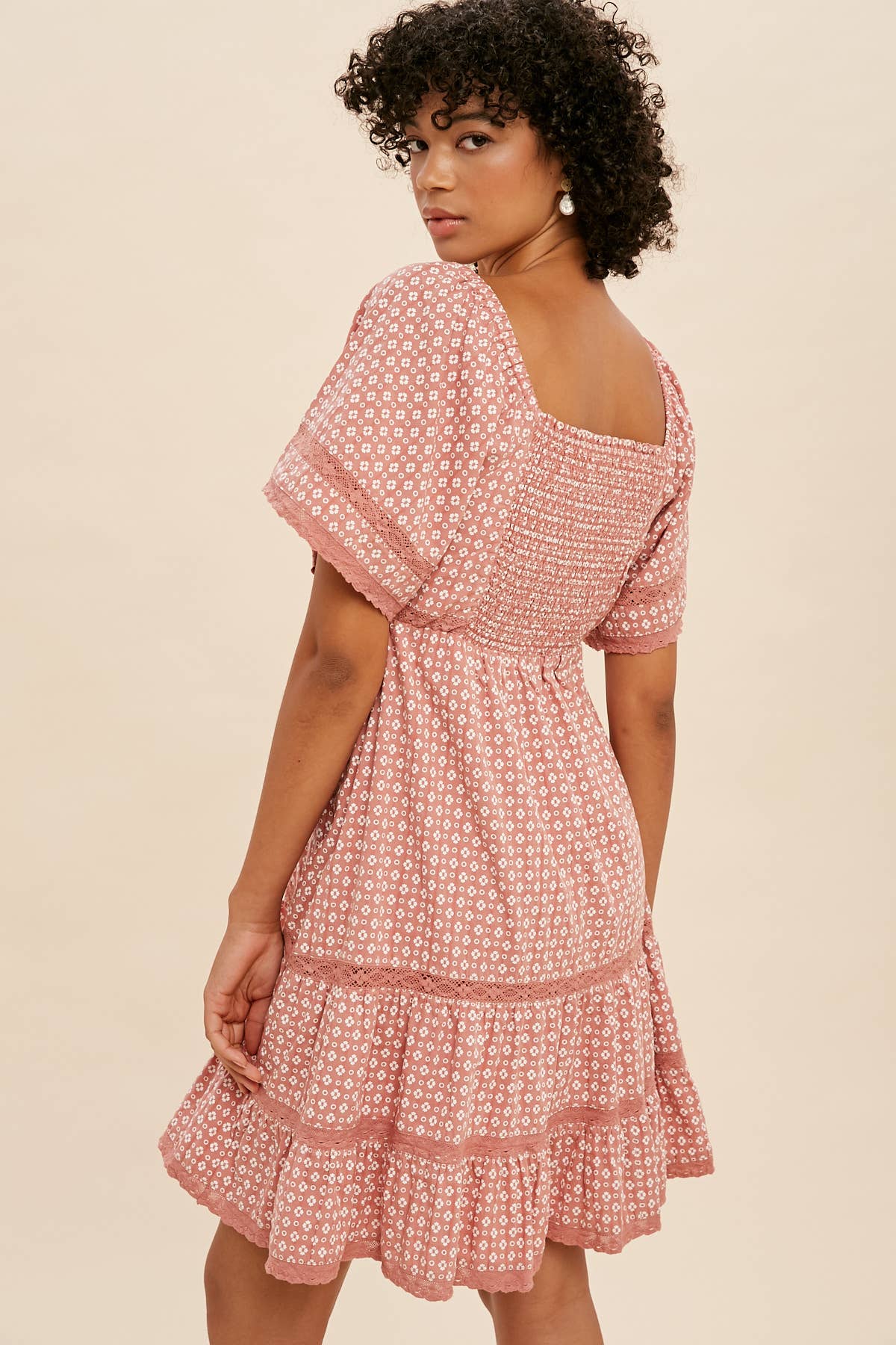 Saffron Floral Square Neck Mini Dress