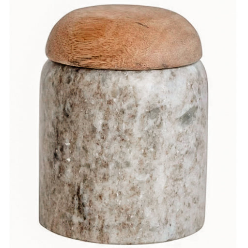 Large Marble Canister With Mango Wood Lid