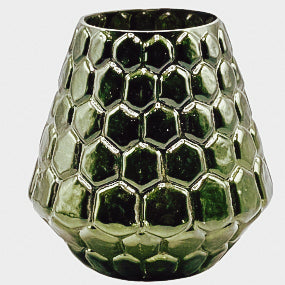 Green Embossed Mercury Glass Candle Holder