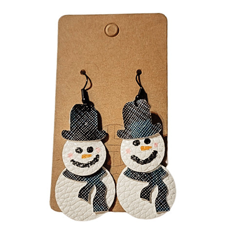 Handmade Snowman With Scarf Earrings