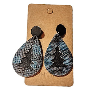 Handmade Green & Black Christmas Tree Teardrop Earrings