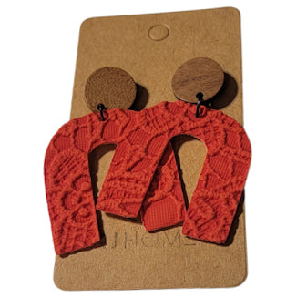 Handmade Red Arch Earrings