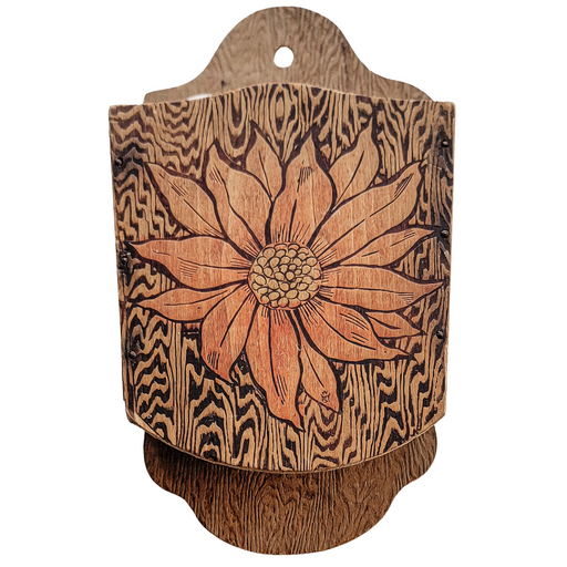 Vintage Wood Wall Box With Flower