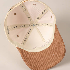 The Homebody Club Two-Tone Corduroy 5 Panel Cap In Beige