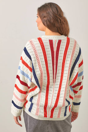 Plus Multi Color Stripe Sweater Top