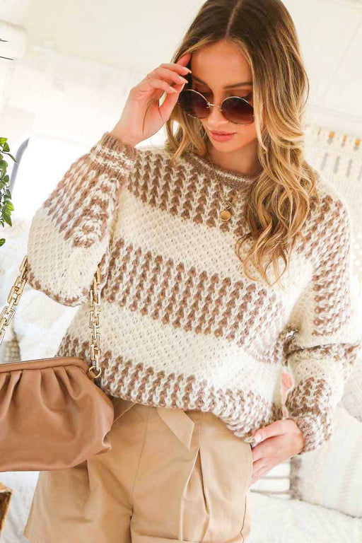 Mocha Color Blocked Knit Top