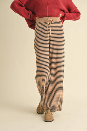 Taupe Striped Knit Pant