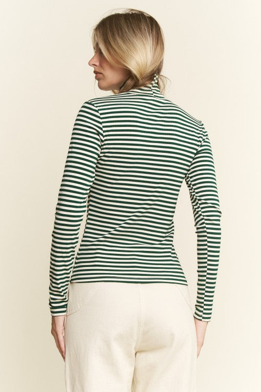 Plus Striped Turtle Neck Sweater