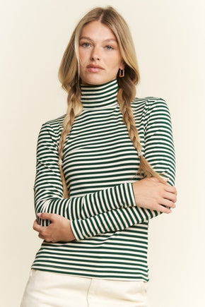 Plus Striped Turtle Neck Sweater