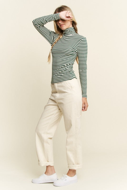 Plus Striped Turtle Neck Sweater