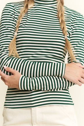 Plus Striped Turtle Neck Sweater