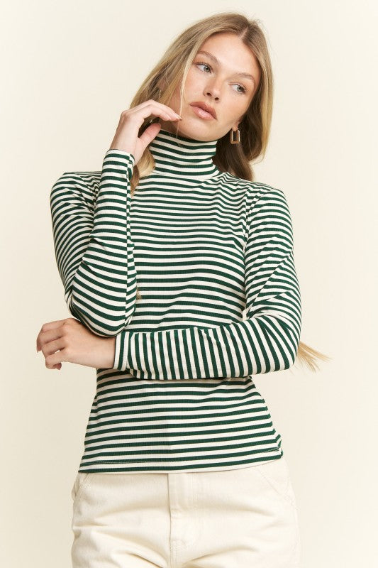 Plus Striped Turtle Neck Sweater