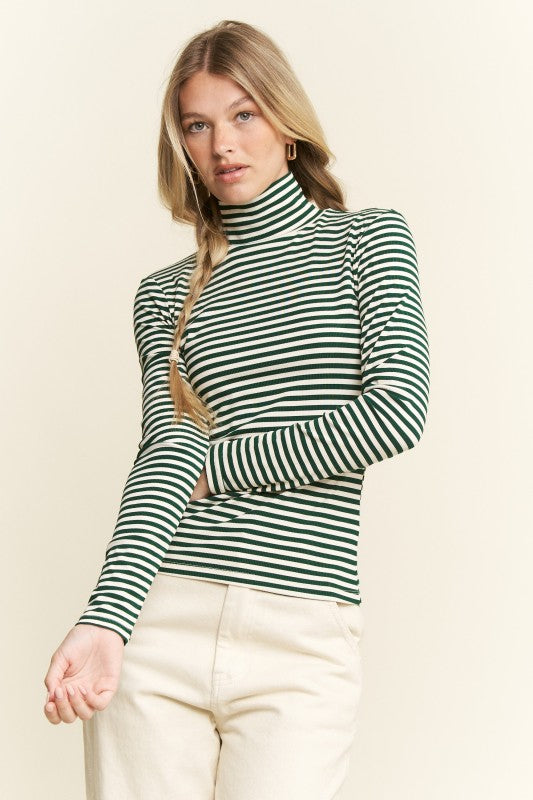 Plus Striped Turtle Neck Sweater