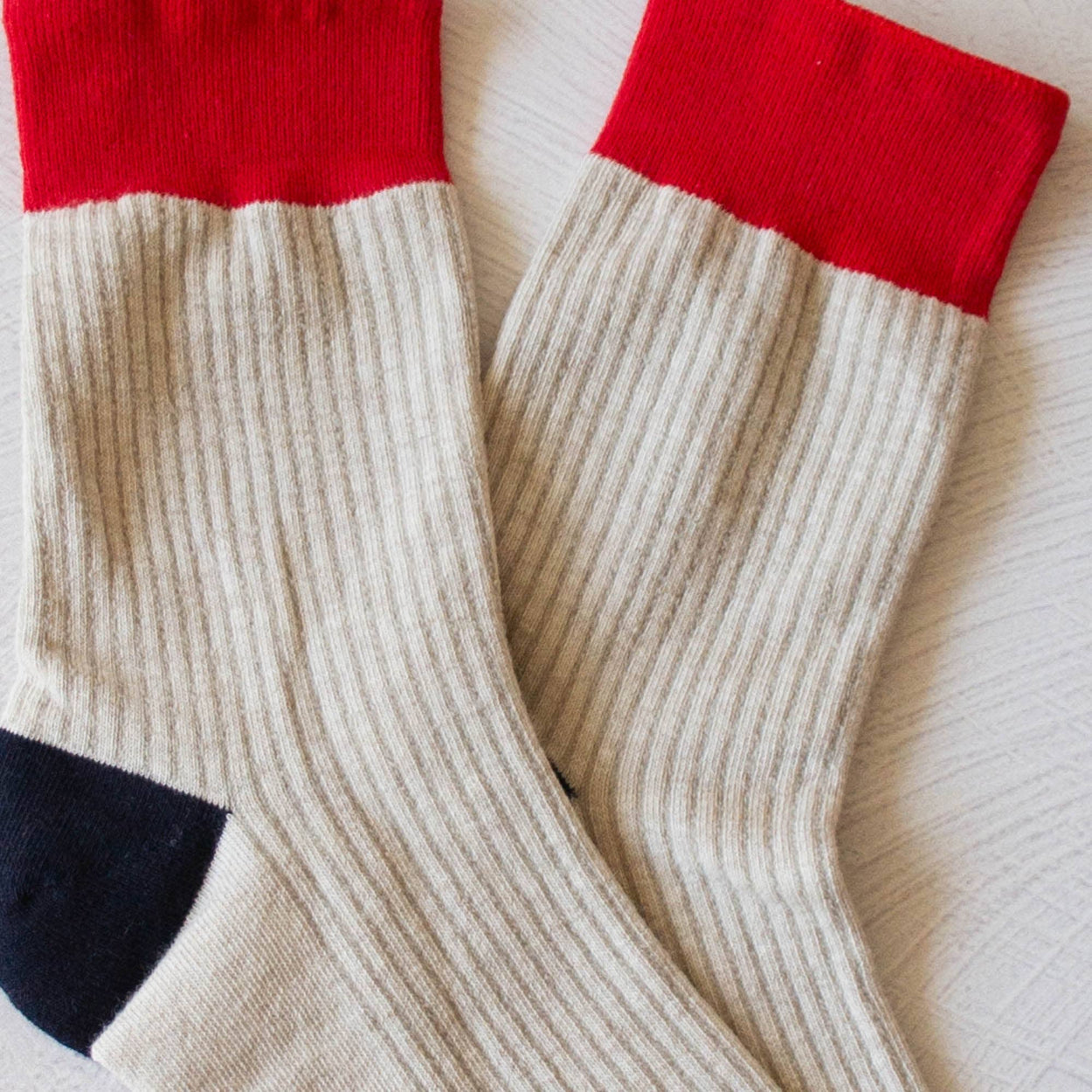 Red & Navy Color Block Socks